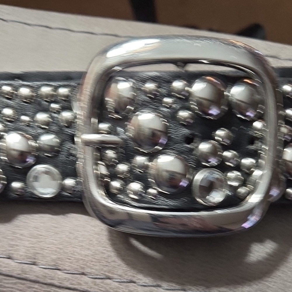 White House Black Market Studded Black Belt - Picture 3 of 4